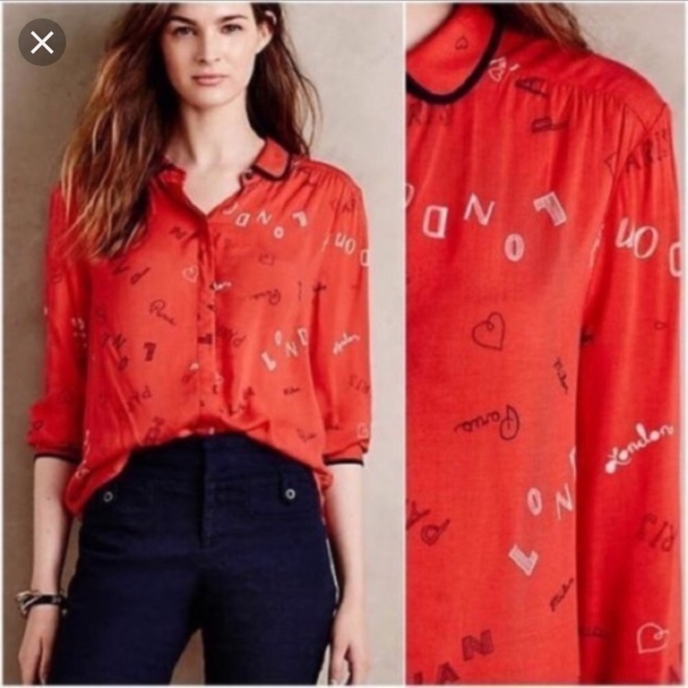 Anthropology Maeve Paris London Top Sz 4